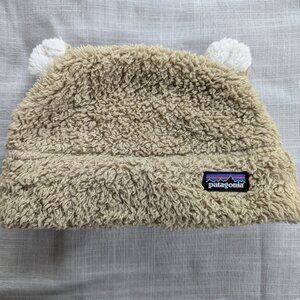 PATAGONIA BABY FURRY FRIENDS TAN FLEECE HAT TODDLER SIZE 24M